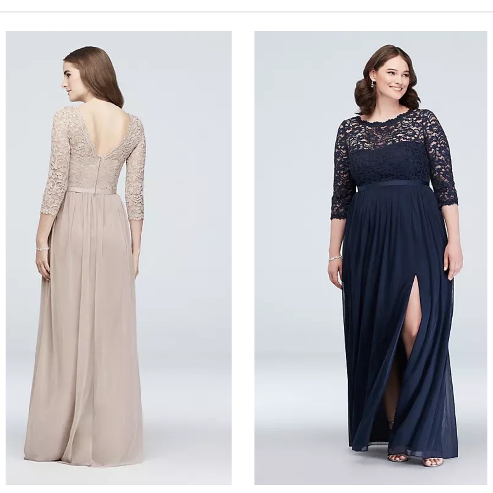 Davids bridal plum long 3/4 sleeve dress